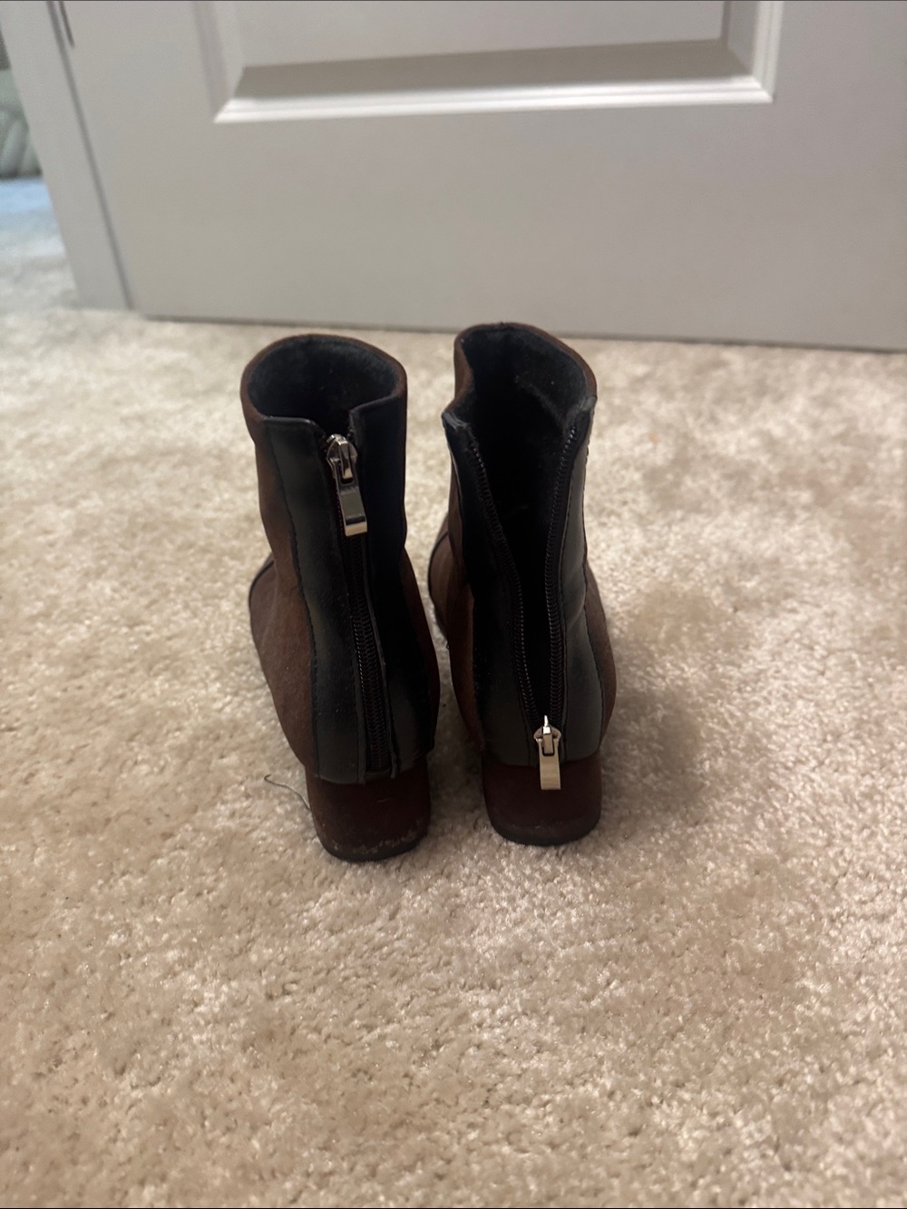 Women's Brown Suede Ankle Boots - Classic Block Heel - Picture 4 of 4